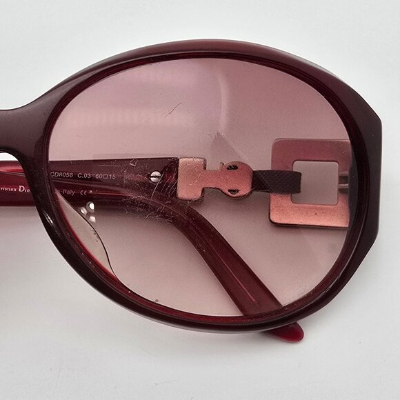 Christian Dior CD8056 C.03 Burgundy Rhinestone Frame Brown Lens Sunglasses Italy - Picture 13 of 15